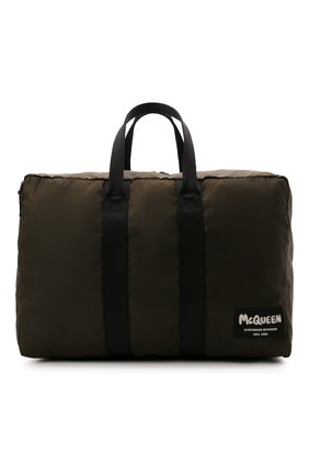 Мужская текстильная спортивная сумка ALEXANDER MCQUEEN хаки цвета, арт. 662867/1AABY | Фото 1 (Ремень/цепочка: На ремешке; Материал: Текстиль; Размер: large)