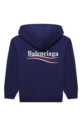 Детский хлопковое худи BALENCIAGA синего цвета по цене 21150 руб., арт. 558143/TKVJ6 | Фото 2 Детский хлопковое худи BALENCIAGA синего цвета, арт. 558143/TKVJ6 | Фото 2