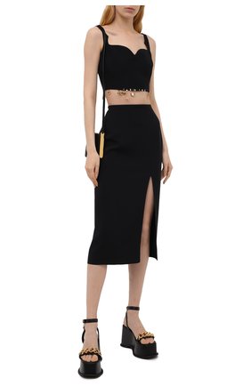 Женские кожаные босоножки VERSACE черного цвета по цене 89950 руб., арт. DST6020/DVT2P | Фото 2 Женские кожаные босоножки VERSACE черного цвета, арт. DST6020/DVT2P | Фото 2