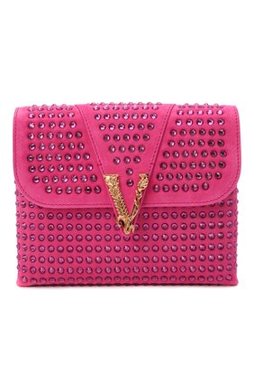 Женская сумка virtus VERSACE фуксия цвета по цене 126000 руб., арт. DBSH322/1A00861 | Фото 1 Женская сумка virtus VERSACE фуксия цвета, арт. DBSH322/1A00861 | Фото 1 (Размер: mini; Материал: Натуральная кожа; Сумки-технические: Сумки через плечо; Ремень/цепочка: С цепочкой)