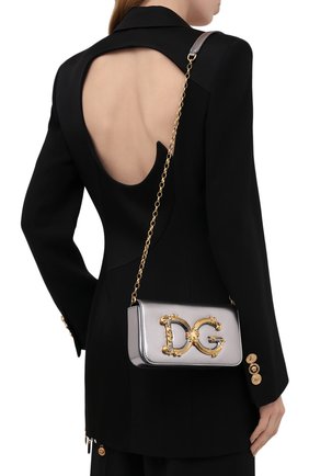 Женская сумка dg girls DOLCE & GABBANA серебряного цвета по цене 0 руб., арт. BB6885/AW121 | Фото 2 Женская сумка dg girls DOLCE & GABBANA серебряного цвета, арт. BB6885/AW121 | Фото 2 (Женское Кросс-КТ: Вечерняя сумка; Сумки-технические: Сумки через плечо; Ремень/цепочка: С цепочкой; Материал: Натуральная кожа; Размер: mini)