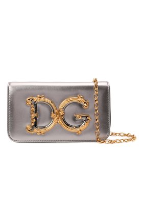 Женская сумка dg girls DOLCE & GABBANA серебряного цвета, арт. BB6885/AW121 | Фото 5 (Женское Кросс-КТ: Вечерняя сумка; Сумки-технические: Сумки через плечо; Ремень/цепочка: С цепочкой; Материал: Натуральная кожа; Размер: mini)