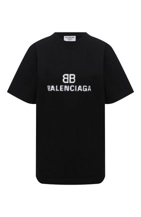 Женская хлопковая футболка BALENCIAGA черного цвета по цене 35200 руб., арт. 612965/TKVI7 | Фото 1 Женская хлопковая футболка BALENCIAGA черного цвета, арт. 612965/TKVI7 | Фото 1
