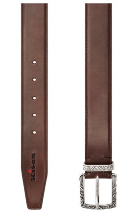 Мужской кожаный ремень KITON коричневого цвета, арт. USC21PN00100 | Фото 2 (Случай: Повседневный; Материал: Натуральная кожа)