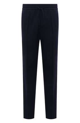Мужские шерстяные брюки VERSACE темно-синего цвета, арт. 1001015/1A00982 | Фото 1 (Длина (брюки, джинсы): Стандартные; Материал внешний: Шерсть; Случай: Повседневный; Стили: Кэжуэл)