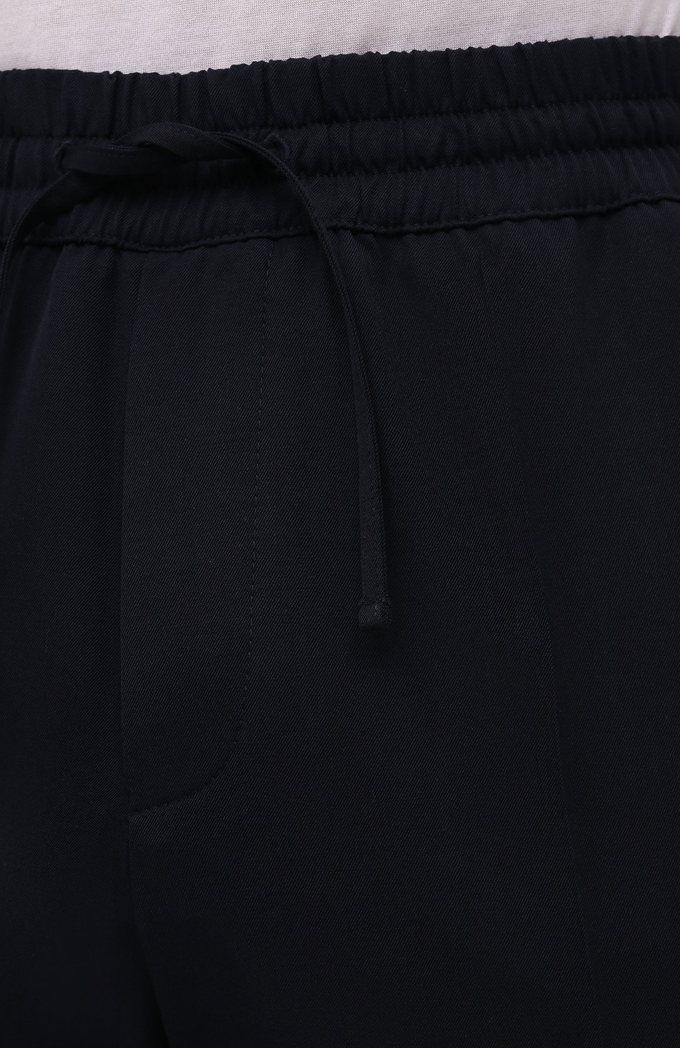 Мужские шерстяные брюки VERSACE темно-синего цвета, арт. 1001015/1A00982 | Фото 5 (Материал внешний: Шерсть; Длина (брюки, джинсы): Стандартные; Случай: Повседневный; Стили: Кэжуэл)