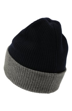 Мужская кашемировая шапка BRUNELLO CUCINELLI темно-синего цвета, арт. M2293600 | Фото 2 (Материал: Шерсть, Кашемир, Текстиль; Кросс-КТ: Трикотаж)