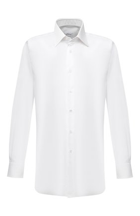 Мужская хлопковая сорочка BRIONI белого цвета по цене 57900 руб., арт. RCB40L/P7003 | Фото 1 Мужская хлопковая сорочка BRIONI белого цвета, арт. RCB40L/P7003 | Фото 1 (Материал внешний: Хлопок; Длина (для топов): Стандартные; Рукава: Длинные; Случай: Формальный; Рубашки М: Regular Fit; Стили: Классический; Воротник: Кент; Манжеты: На пуговицах; Принт: Однотонные)