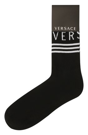 Мужские хлопковые носки VERSACE черного цвета, арт. ICZ0003/IK0203 | Фото 1 (Материал внешний: Хлопок; Кросс-КТ: бельё)