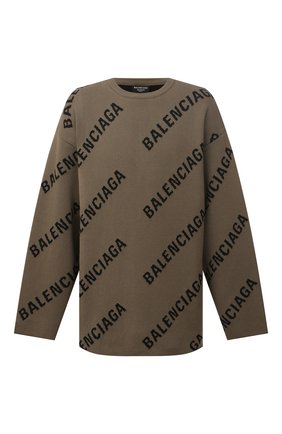 Мужской свитер из хлопка и шерсти BALENCIAGA хаки цвета по цене 85650 руб., арт. 657401/T3200 | Фото 1 Мужской свитер из хлопка и шерсти BALENCIAGA хаки цвета, арт. 657401/T3200 | Фото 1 (Материал внешний: Хлопок; Рукава: Длинные)