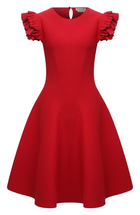 Женское платье из вискозы ALEXANDER MCQUEEN красного цвета по цене 138500 руб., арт. 667827/Q1AVM | Фото 1 Женское платье из вискозы ALEXANDER MCQUEEN красного цвета, арт. 667827/Q1AVM | Фото 1 (Материал внешний: Синтетический материал, Вискоза; Случай: Формальный; Кросс-КТ: Трикотаж; Женское Кросс-КТ: Платье-одежда, платье-футляр; Длина Ж (юбки, платья, шорты): До колена; Рукава: Короткие; Стили: Гламурный)