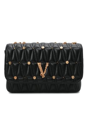 Женская сумка virtus medium VERSACE черного цвета по цене 161000 руб., арт. DBFH822/1A00800 | Фото 1 Женская сумка virtus medium VERSACE черного цвета, арт. DBFH822/1A00800 | Фото 1 (Материал: Натуральная кожа; Сумки-технические: Сумки через плечо; Ремень/цепочка: С цепочкой)