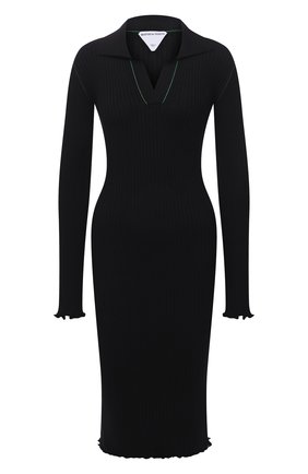 Женское хлопковое платье BOTTEGA VENETA черного цвета по цене 105500 руб., арт. 672040/V16U0 | Фото 1 Женское хлопковое платье BOTTEGA VENETA черного цвета, арт. 672040/V16U0 | Фото 1 (Материал внешний: Хлопок; Случай: Повседневный; Кросс-КТ: Трикотаж; Женское Кросс-КТ: Платье-одежда; Длина Ж (юбки, платья, шорты): До колена; Рукава: Длинные; Стили: Гламурный)