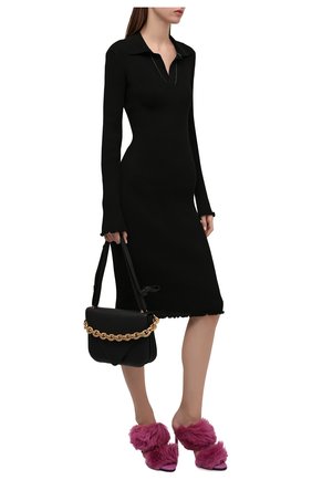 Женское хлопковое платье BOTTEGA VENETA черного цвета по цене 105500 руб., арт. 672040/V16U0 | Фото 2 Женское хлопковое платье BOTTEGA VENETA черного цвета, арт. 672040/V16U0 | Фото 2 (Материал внешний: Хлопок; Случай: Повседневный; Кросс-КТ: Трикотаж; Женское Кросс-КТ: Платье-одежда; Длина Ж (юбки, платья, шорты): До колена; Рукава: Длинные; Стили: Гламурный)