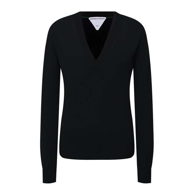 Шерстяной пуловер Bottega Veneta черного цвета