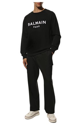 Мужской хлопковый свитшот BALMAIN черного цвета по цене 48250 руб., арт. WH1JQ005/B125 | Фото 2 Мужской хлопковый свитшот BALMAIN черного цвета, арт. WH1JQ005/B125 | Фото 2