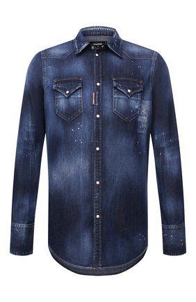 Мужская джинсовая рубашка DSQUARED2 темно-синего цвета по цене 45500 руб., арт. S74DM0526/S30341 | Фото 1 Мужская джинсовая рубашка DSQUARED2 темно-синего цвета, арт. S74DM0526/S30341 | Фото 1