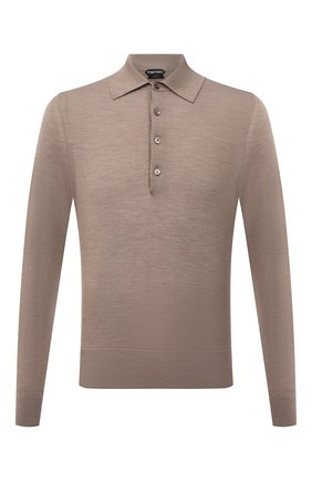 Мужское шерстяное поло TOM FORD бежевого цвета по цене 71650 руб., арт. BYM94/TFK132 | Фото 1 Мужское шерстяное поло TOM FORD бежевого цвета, арт. BYM94/TFK132 | Фото 1 (Длина (для топов): Стандартные; Материал внешний: Шерсть; Стили: Кэжуэл; Рукава: Длинные; Кросс-КТ: Трикотаж; Застежка: Пуговицы)