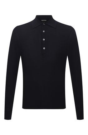 Мужское шерстяное поло TOM FORD темно-синего цвета по цене 71650 руб., арт. BYM94/TFK132 | Фото 1 Мужское шерстяное поло TOM FORD темно-синего цвета, арт. BYM94/TFK132 | Фото 1 (Материал внешний: Шерсть; Длина (для топов): Стандартные; Рукава: Длинные; Кросс-КТ: Трикотаж; Стили: Кэжуэл; Застежка: Пуговицы)