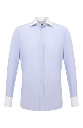 Мужская хлопковая сорочка TOM FORD голубого цвета по цене 45600 руб., арт. 2FT202/94SWAX | Фото 1 Мужская хлопковая сорочка TOM FORD голубого цвета, арт. 2FT202/94SWAX | Фото 1 (Рукава: Длинные; Материал внешний: Хлопок; Длина (для топов): Стандартные; Случай: Формальный; Рубашки М: Slim Fit; Стили: Классический; Манжеты: На пуговицах; Принт: Клетка; Воротник: Акула)