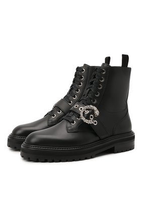 Женские кожаные ботинки cora JIMMY CHOO черного цвета по цене 111000 руб., арт. C0RA FLAT/CRYSTAL/ZXX | Фото 1 Женские кожаные ботинки cora JIMMY CHOO черного цвета, арт. C0RA FLAT/CRYSTAL/ZXX | Фото 1