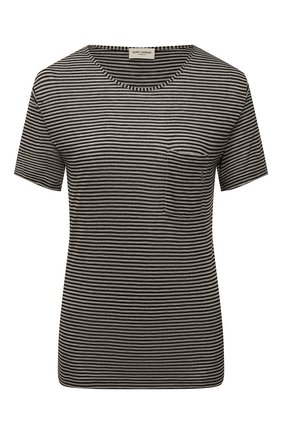 Женская футболка из вискозы SAINT LAURENT серого цвета по цене 28450 руб., арт. 647325/Y36BC | Фото 1 Женская футболка из вискозы SAINT LAURENT серого цвета, арт. 647325/Y36BC | Фото 1 (Длина (для топов): Стандартные; Женское Кросс-КТ: Футболка-одежда; Стили: Кэжуэл; Материал внешний: Вискоза; Рукава: Короткие; Принт: С принтом)