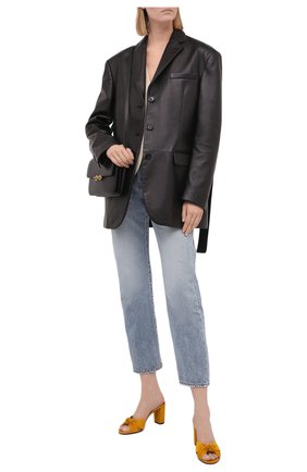 Женские текстильные мюли bianca SAINT LAURENT желтого цвета по цене 57350 руб., арт. 652740/2V800 | Фото 2 Женские текстильные мюли bianca SAINT LAURENT желтого цвета, арт. 652740/2V800 | Фото 2
