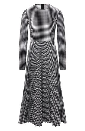 Женское хлопковое платье REDVALENTINO черно-белого цвета по цене 59200 руб., арт. WR3VAAR0/5YM | Фото 1 Женское хлопковое платье REDVALENTINO черно-белого цвета, арт. WR3VAAR0/5YM | Фото 1 (Материал внешний: Хлопок, Синтетический материал; Случай: Повседневный; Длина Ж (юбки, платья, шорты): Миди; Женское Кросс-КТ: Платье-одежда; Рукава: Длинные; Стили: Ретро)