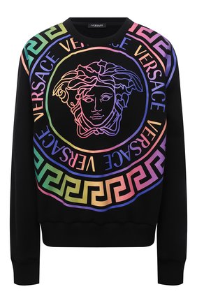 Женский хлопковый свитшот VERSACE черного цвета по цене 62150 руб., арт. 1001574/1A01174 | Фото 1 Женский хлопковый свитшот VERSACE черного цвета, арт. 1001574/1A01174 | Фото 1 (Материал внешний: Хлопок; Длина (для топов): Стандартные; Рукава: Длинные; Женское Кросс-КТ: Свитшот-одежда; Стили: Гламурный)
