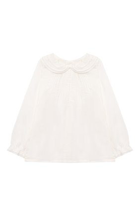 Детское хлопковая блузка BONPOINT белого цвета, арт. PEENVOL2(002)_850172 | Фото 1 (Материал внешний: Хлопок; Рукава: Длинные; Ростовка одежда: 12 мес | 80 см)