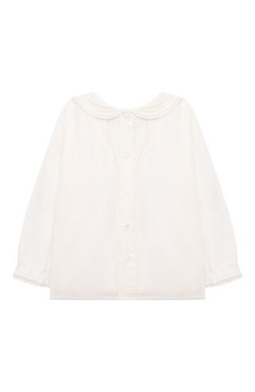 Детское хлопковая блузка BONPOINT белого цвета, арт. PEENVOL2(002)_850172 | Фото 2 (Материал внешний: Хлопок; Рукава: Длинные; Ростовка одежда: 12 мес | 80 см)