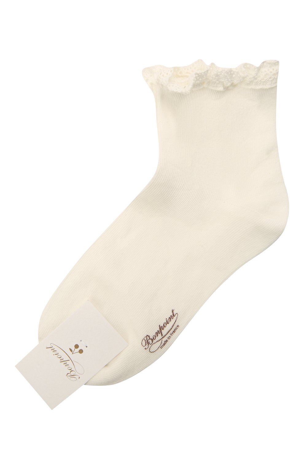 Детские хлопковые носки BONPOINT белого цвета, арт. PEBGIDENT(002)_825121 | Фото 1 (Материал: Текстиль, Хлопок; Региональные ограничения белый список (Axapta Mercury): RU; Кросс-КТ: Носки)