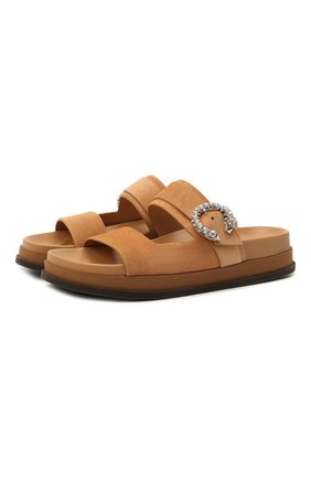 Женские замшевые шлепанцы marga JIMMY CHOO коричневого цвета по цене 68500 руб., арт. MARGA FLAT/UCB | Фото 1 Женские замшевые шлепанцы marga JIMMY CHOO коричневого цвета, арт. MARGA FLAT/UCB | Фото 1