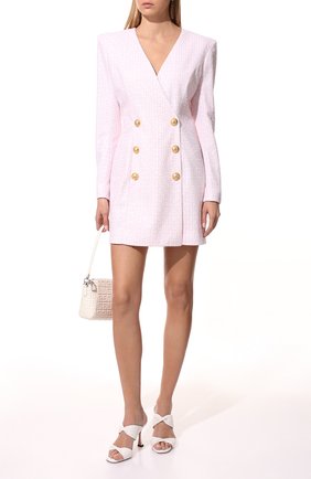 Женское платье с пайетками BALMAIN светло-розового цвета по цене 337500 руб., арт. WF1R9440/I702 | Фото 2 Женское платье с пайетками BALMAIN светло-розового цвета, арт. WF1R9440/I702 | Фото 2 (Материал внешний: Синтетический материал; Материал подклада: Синтетический материал; Длина Ж (юбки, платья, шорты): Мини; Рукава: Длинные; Женское Кросс-КТ: Платье-одежда; Случай: Формальный; Стили: Ретро)