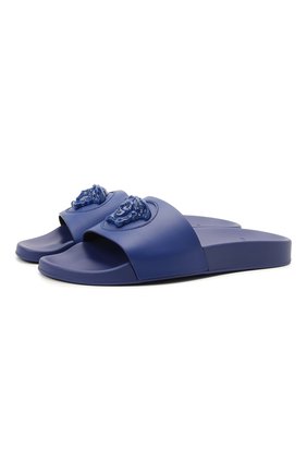 Женские кожаные шлепанцы VERSACE фиолетового цвета по цене 37500 руб., арт. DST640C/DV46G | Фото 1 Женские кожаные шлепанцы VERSACE фиолетового цвета, арт. DST640C/DV46G | Фото 1