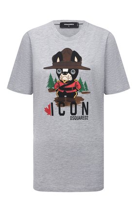 Женская хлопковая футболка DSQUARED2 серого цвета по цене 24900 руб., арт. S80GC0032/S22146 | Фото 1 Женская хлопковая футболка DSQUARED2 серого цвета, арт. S80GC0032/S22146 | Фото 1