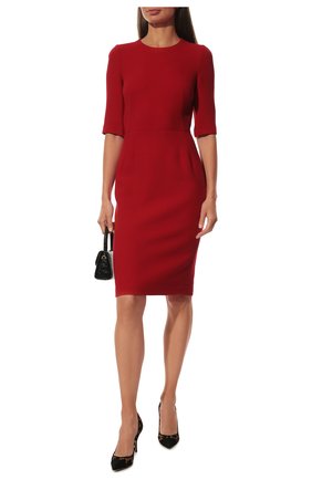 Женское шерстяное платье DOLCE & GABBANA красного цвета по цене 142000 руб., арт. F66B6T/GDZBR | Фото 2 Женское шерстяное платье DOLCE & GABBANA красного цвета, арт. F66B6T/GDZBR | Фото 2