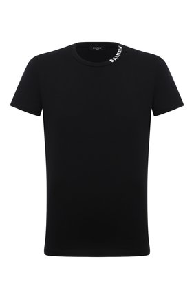 Мужская хлопковая футболка BALMAIN черного цвета по цене 29000 руб., арт. WH1EF006/B129 | Фото 1 Мужская хлопковая футболка BALMAIN черного цвета, арт. WH1EF006/B129 | Фото 1 (Рукава: Короткие; Длина (для топов): Стандартные; Материал внешний: Хлопок; Принт: Без принта; Стили: Кэжуэл)