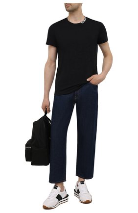 Мужская хлопковая футболка BALMAIN черного цвета, арт. WH1EF006/B129 | Фото 2 (Рукава: Короткие; Длина (для топов): Стандартные; Материал внешний: Хлопок; Принт: Без принта; Стили: Кэжуэл)