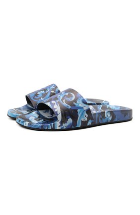 Мужские резиновые шлепанцы VERSACE синего цвета по цене 42450 руб., арт. DSU6516/1A00876 | Фото 1 Мужские резиновые шлепанцы VERSACE синего цвета, арт. DSU6516/1A00876 | Фото 1 (Материал внешний: Резина; Длина стельки: 29,4, 28,1, 28,9)