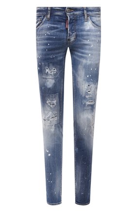 Мужские джинсы DSQUARED2 голубого цвета, арт. S74LB0972/S30342 | Фото 1 (Длина (брюки, джинсы): Стандартные; Материал внешний: Хлопок; Силуэт М (брюки): Узкие; Детали: Потертости; Кросс-КТ: Деним; Стили: Гранж)