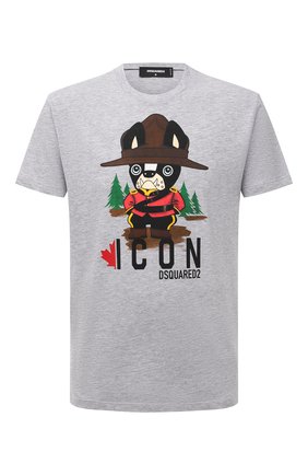 Мужская футболка из хлопка и вискозы DSQUARED2 серого цвета по цене 22600 руб., арт. S79GC0034/S22146 | Фото 1 Мужская футболка из хлопка и вискозы DSQUARED2 серого цвета, арт. S79GC0034/S22146 | Фото 1