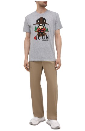 Мужская футболка из хлопка и вискозы DSQUARED2 серого цвета по цене 22600 руб., арт. S79GC0034/S22146 | Фото 2 Мужская футболка из хлопка и вискозы DSQUARED2 серого цвета, арт. S79GC0034/S22146 | Фото 2