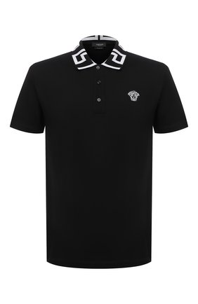Мужское хлопковое поло VERSACE черного цвета по цене 43200 руб., арт. A89492/A231240 | Фото 1 Мужское хлопковое поло VERSACE черного цвета, арт. A89492/A231240 | Фото 1