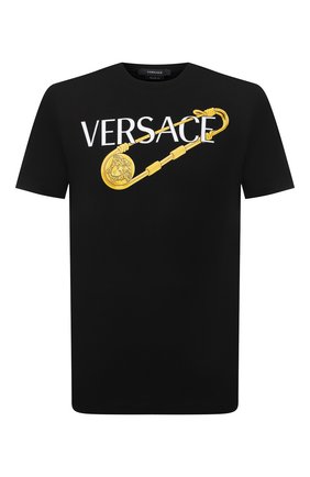 Мужская хлопковая футболка VERSACE черного цвета по цене 33600 руб., арт. 1001295/1A00932 | Фото 1 Мужская хлопковая футболка VERSACE черного цвета, арт. 1001295/1A00932 | Фото 1