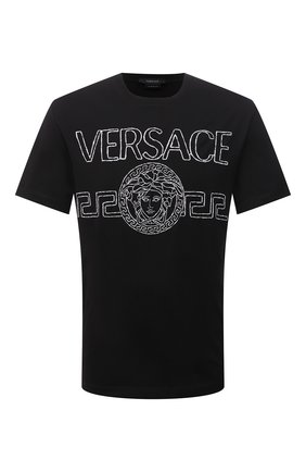 Мужская хлопковая футболка VERSACE черного цвета по цене 38050 руб., арт. 1001280/1A00915 | Фото 1 Мужская хлопковая футболка VERSACE черного цвета, арт. 1001280/1A00915 | Фото 1
