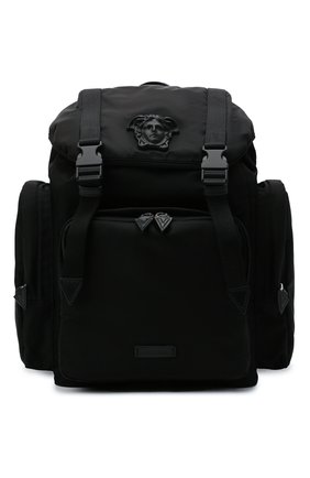 Мужской текстильный рюкзак VERSACE черного цвета, арт. 1000733/DNY8ME | Фото 1 (Материал: Текстиль; Размер: large; Сумки-технические: Рюкзаки - большие)