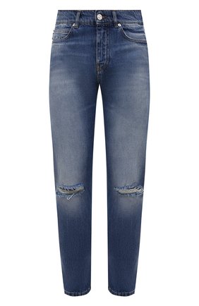 Мужские джинсы VERSACE синего цвета, арт. 1000578/1A00544 | Фото 1 (Материал внешний: Хлопок, Деним; Длина (брюки, джинсы): Стандартные; Силуэт М (брюки): Прямые; Стили: Кэжуэл; Детали: Потертости; Кросс-КТ: Деним)