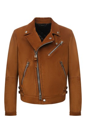 Мужская замшевая куртка TOM FORD коричневого цвета, арт. BY435/TFL828 | Фото 1 (Длина (верхняя одежда): Короткие; Мужское Кросс-КТ: Кожа и замша; Кросс-КТ: Куртка; Рукава: Длинные; Материал подклада: Купро; Стили: Гранж; Материал внешний: Замша, Натуральная кожа)