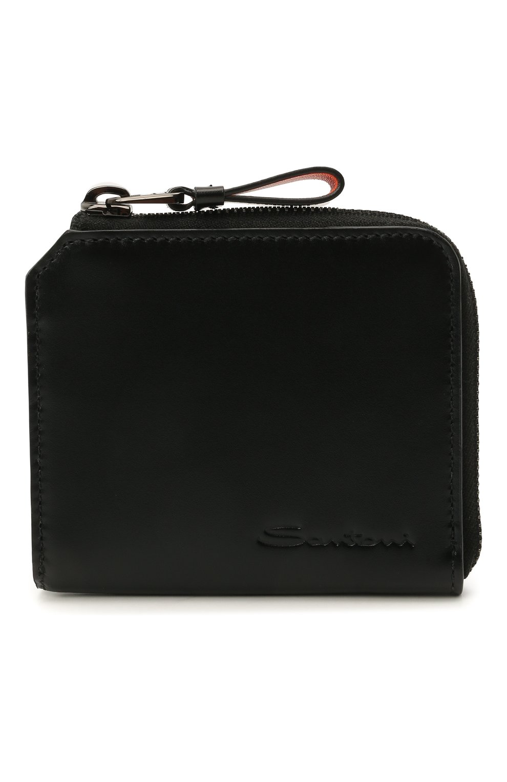 Мужской кожаный кошелек для монет SANTONI черного цвета, арт. UFPPA2123F0-GRT0N01 | Фото 1 (Материал: Натуральная к�ожа)